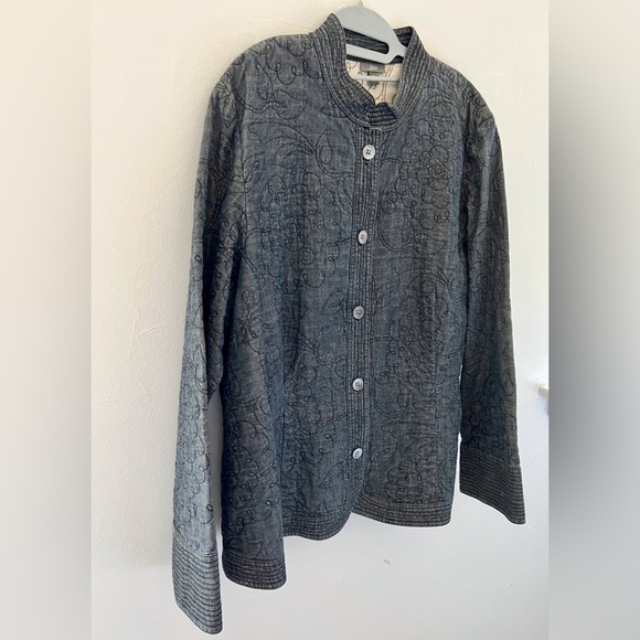 J.Jill Quilted Blue Chambray Jacket - Picture 2 of 10